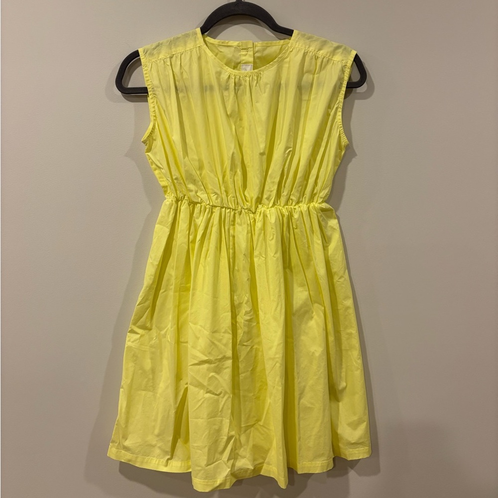Cera una Volta Yellow Sleeveless Cinched Waist Lightweight Dress Cotton Girls 10